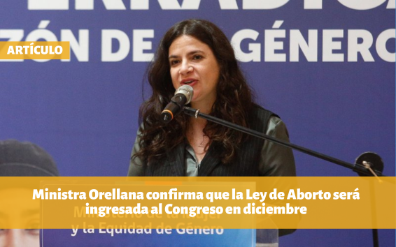 Lo que debes saber esta semana: Ministra Orellana confirma que la Ley de Aborto será ingresada al Congreso en diciembre